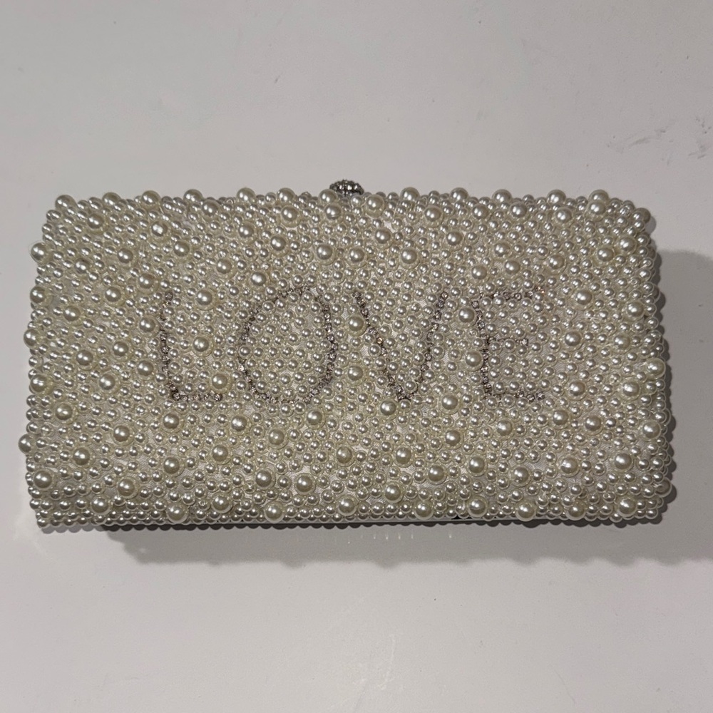 Pearl Embellished Love Clutch